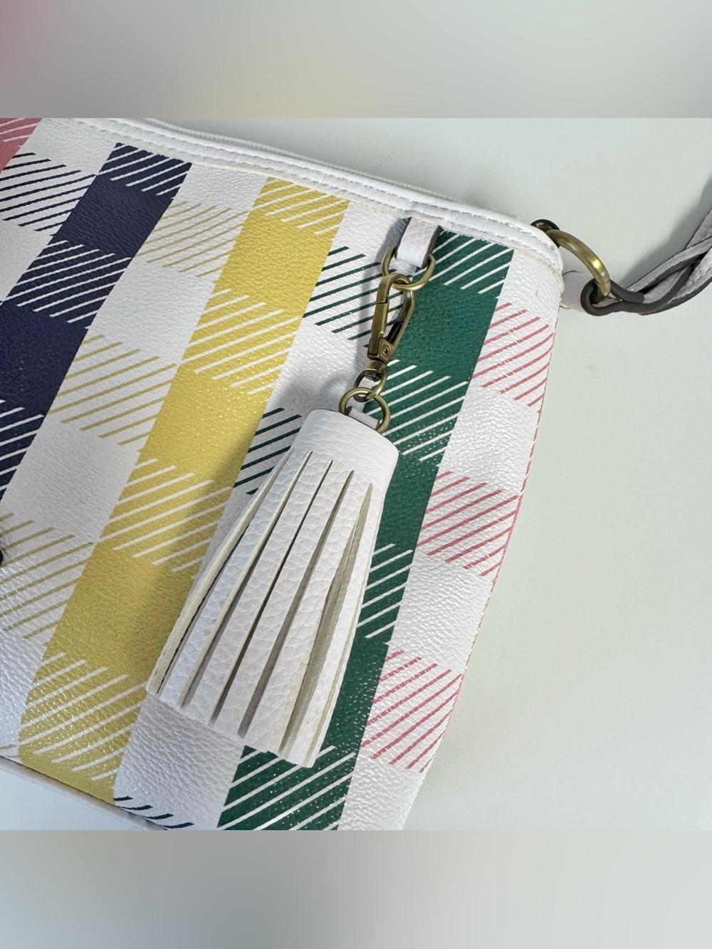 St. John's Bay Plaid Crossbody Bag with Tassel Colorful - Picture 4 of 12